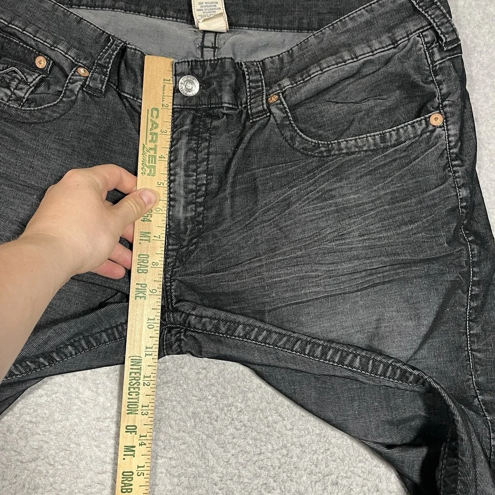 True Religion Pants Mens 38x32 Black Ricky Corduroy Cotton Blend Dark Y2K Stretc